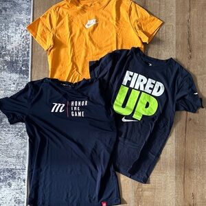 Nike Kids Orange, Black, and Green Graphic Tees